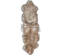 Tappeto multiplo in pelle di pecora, 2, 3 o 4 pellicce cucite insieme, copriletto in vera pelle per divano e poltrona, grande tappeto di lana (Mufflon, 190 x 55 cm, due pellicce lunghe)