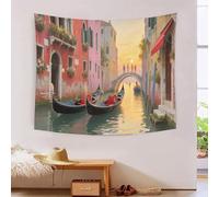 Tappeto Murale 3D Stampato Venezia Città d'Acqua, Poliestere Morbido Lavabile Artistico in Alta Definizione Romantico, Decorazione Casa Per Camera & Salotto, Regalo Premium 150cmx200cm