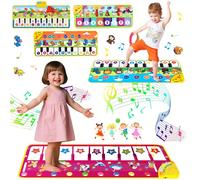 Tappeto musicale con effetti sonori e luminosi, tappetino da gioco a tema animali con funzione touch, tappeto da ballo portatile a forma di pianoforte con modalità di registrazione, riproduzione e dim