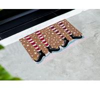 Tappeto Natale 40x60 Xmas Zerbino Cocco Antiscivolo Ingresso Casa Gambe Elfi