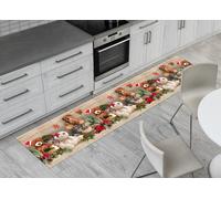 Tappeto Natale Passatoia Cucina Antiscivolo Sottolavello Digitale Teddy Noel