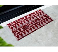 Tappeto Natale Xmas Zerbino Cocco Antiscivolo Ingresso Casa Rosso Renne Tree