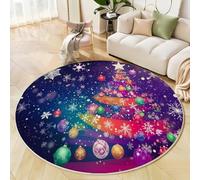 Tappeto Natalizio 100 Cm Rotondo Salotto Camera Da Letto Viola Antiscivolo Lavabile Tappeti Albero Di Natale A Nastro Tappetto Per Fiocchi Di Neve Da Sogno Morbido Pelo Corto Carpet Decorazione