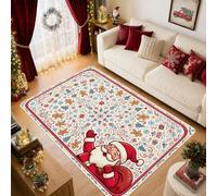 Tappeto natalizio a tema natalizio con Babbo Natale e pan di zenzero, 1,5 x