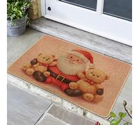 Tappeto natalizio con Babbo Natale, decorazione per interni ed esterni, antiscivolo, lavabile, per l'inverno, 73,7 x 45,7 cm