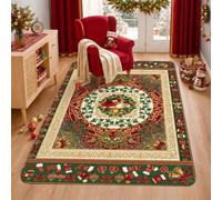 Tappeto natalizio con ghirlanda di edera di Babbo Natale, 90 x 150 cm