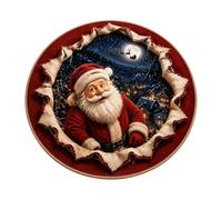 Tappeto natalizio da 80 x 80 cm, antiscivolo, con illusione di Babbo Natale | Zerbino in velluto di cristallo adatto per terrazza, soggiorno, pavimento, corridoio e ingresso