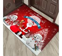 Tappeto natalizio per porte di casa e aree interne, realizzato in fibra di poliestere con fondo antiscivolo, con disegni stampati a getto d'inchiostro 3D chiari e luminosi per un uso duraturo (127 x