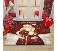 Tappeto natalizio per porte di casa e aree interne, realizzato in fibra di poliestere con fondo antiscivolo, con disegni stampati a getto d'inchiostro 3D chiari e luminosi per un uso duraturo (127 x