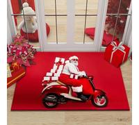 Tappeto natalizio per porte di casa e aree interne, realizzato in fibra di poliestere con fondo antiscivolo, con disegni stampati a getto d'inchiostro 3D chiari e luminosi per un uso duraturo (60 x 90