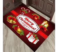 Tappeto natalizio per porte di casa e interni, realizzato in fibra di poliestere con fondo antiscivolo, con disegni stampati a getto d'inchiostro 3D chiari e luminosi per un uso duraturo (40 x 60 g)