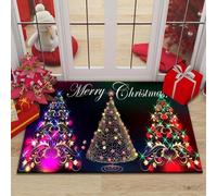 Tappeto natalizio per porte di casa e interni, realizzato in fibra di poliestere con fondo antiscivolo, con disegni stampati a getto d'inchiostro 3D chiari e luminosi per un uso duraturo (50 x 80 m)
