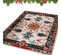 Tappeto natalizio per soggiorno, tappeto natalizio per soggiorno, fiocco di neve, albero di renna, decorazione tessile per la casa per appartamenti, dormitori, divani, pensioni