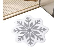 Tappeto natalizio, tappetino da bagno natalizio,Tappeto in finto cashmere con fiocchi di neve per il bagno | Decorazioni natalizie lavabili in lavatrice, morbidi tappeti lavabili in lavatrice per Nata