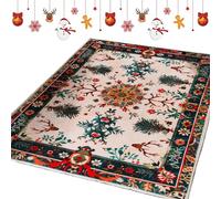 Tappeto natalizio - Tappeto interno per Natale | Tessile per casa con albero fiocchi di neve e renna per camera da residenza studentesca appartamento divano laterale