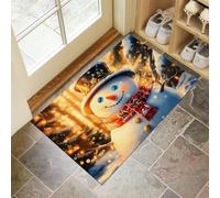 Tappeto Natalizio, Zerbino Pupazzo Neve Natalizio Da Sogno Ingresso 90X150Cm, Tappetino Antiscivolo Con Motivo Foresta Soleggiata Ideale Per Interni, Tappetini Da Benvenuto, Zerbino Colore Ambra