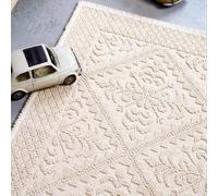 Tappeto Naturale 100% Cotone Colore Panna Lavabile Arredo Semplice Rombi