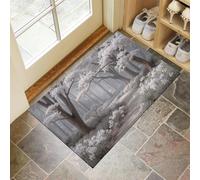 Tappeto Nebbia Foresta Modello Sentiero Ingresso Interno, Zerbino Tappeti Paesaggio Forestale 45 X 75 Cm Antiscivolo Lavabile In Lavatrice Grigio Tapette Cucina Camera Da Letto Entrata Scendiletto