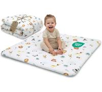 Tappeto Neonato 100 x 100 cm imbottito per Gattonamento - Coperta Gioco pieghevole e lavabile a 30 gradi per Cameretta Salotto Box & viaggio - certificato Oeko-Tex Safari