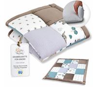 Tappeto Neonato 120 x 120 cm imbottito per Gattonamento - Coperta Gioco pieghevole e lavabile a 30 gradi per Cameretta Salotto Box & viaggio - certificato Oeko-Tex Africa patchwork