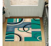 Tappeto,Nero Bianco Beige Design Geometrico Moderno Contemporaneo, Verde, 110 x 110 cm, Area Rug Living Room, Bedroom, Farmhouse Fireplace, Lounge Rugs for Wooden Floors,