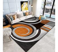 Tappeto,nero grigio bianco arancione geometrico, Tappeti Design Moderno Pelo Corto Morbido per Salotto Camera da Letto Soggiorno Cameretta,80 x 150 cm