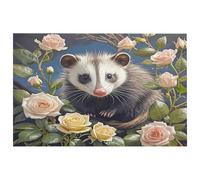 Tappeto Opossum and Roses per ingresso, lavabile, con retro in gomma antiscivolo, per cucina, morbido, resistente alle macchie, piccolo tappeto per camera da letto, bagno, decorazione per pavimento