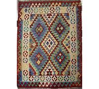 Tappeto orientale Afghano fatto a mano Kilim Area, in lana, colori naturali, Afgano, turco, nomade persiano, tradizionale, 111 x 144 cm, stile vintage, per corridoio e scale reversibili