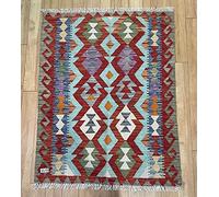 Tappeto orientale Afghano fatto a mano Kilim Area, in lana, colori naturali, Afgano, turco, nomade persiano, tradizionale, 93 x 117 cm, stile vintage, corridoio, scala, reversibile
