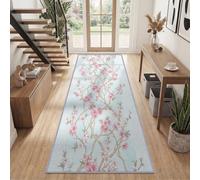 Tappeto orientale Botanico Pittura Runner per Ingresso 60x300cm, | Tappeto a pelo basso per corridoio, con retro in gomma, motivo floreale, lavabile in lavatrice, per cucina, ingresso