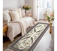 Tappeto orientale con pavone, elegante, con piante e fiori primaverili, antiscivolo, resistente allo sbiadimento, estetico per la casa, per cucina, ingresso, comodino, porta, corridoio, decorazione