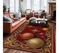 Tappeto ornamentale natalizio con stelle e vortice natalizio rosso a pelo basso estetico rettangolare per pavimento della casa, tappeto per soggiorno, camera da letto, corridoio, ufficio, decorazione