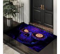 Tappeto Oscura Splendida d'ingresso interno, Viola Intenso | Zerbino Teschio Occhio Luminoso resistente e antiscivolo, Tappetino assorbe l'acqua e raccoglie lo sporco per mantenere la casa pulita