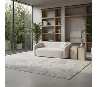 Tappeto Outdoor Impermeabile Aspetto Tropicale Resistente ai Raggi UV Lavabile Resistente all'Abrasione Pregiato Grigio 120x170 cm Cucina Terrazza Balcone Corridoio Testato per Sostanze Nocive