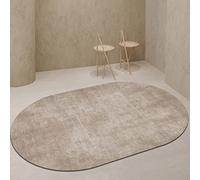 Tappeto Ovale Antiscivolo Lavabile Soggiorno Camera da Letto Bagno Cucina Morbido e Facile da Cura Semplice Disegno Khaki 90x160cm