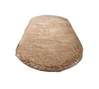 Tappeto ovale in lana di seta in tinta unita, per la cameretta dei bambini, morbido, per soggiorno, finestra a baia, decorativo, soffice, grande, per comodino (caffè, 50 x 80 cm)