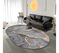 Tappeto ovale moderno, 120 x 190 cm, elegante tappeto nero grigio per soggiorno, camera da letto, sala da pranzo, sala giochi per bambini e ufficio, decorazione per la casa alla moda per ogni spazio