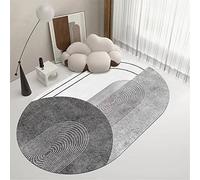 Tappeto ovale moderno con linee geometriche e stampa astratta, grigio scuro, 120 x 190 cm, ideale per soggiorno, sala da pranzo, cameretta dei bambini e decorazione per la camera dei bambini