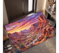 Tappeto Paesaggio Della Valle Della Fantasia d'ingresso interno, | Zerbino Canyon River Cactus resistente e antiscivolo, Tappetino assorbe l'acqua e raccoglie lo sporco per mantenere la casa pulita