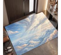 Tappeto Paesaggio Naturale d'ingresso interno, Blu Celeste | Zerbino Cielo Azzurro E Mare Nuvole resistente e antiscivolo, Tappetino assorbe l'acqua e raccoglie lo sporco per mantenere la casa pulita