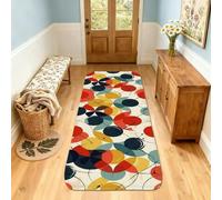 Tappeto passatoia a cerchi, linee astratte moderne curve nessuno rosso in spugna a pelo basso morbido rettangolare resistente alle macchie per cucina, ingresso, lavanderia, corridoio, decorazione 6 x