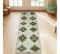 Tappeto passatoia a croce, geometrico, moderno, linea a diamante, nessuno verde, bordo a pelo basso, bordatura per la casa, tappeto rettangolare per cucina, lavanderia, ingresso, decorazione da 6 x