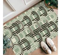Tappeto passatoia con archi, linee geometriche moderne curve verde a pelo basso in spugna morbida zerbino resistente alle macchie per cucina, ingresso, lavanderia, comodino, decorazione da 6 x 90 cm