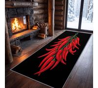 Tappeto passatoia con peperoncino rosso, 60 x 150 cm | Tappeto da cucina antiscivolo, con piante, frutta e verdura, per corridoio, cucina, camera da letto, soggiorno