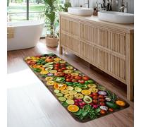 Tappeto passatoia con pomodori, moderno, motivo: campane di limone, pepe, verde estivo, antiscivolo, per casa, interni, non perde pelo, per cucina, lavanderia, porta, ingresso, 6 x 1,8 m