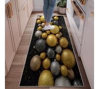 Tappeto passatoia con sfere scintillanti, moderno, dorato, argento, Natale, oro, antiscivolo, per casa, interni, non perde pelo, per cucina, ingresso, lavanderia, corridoio, decorazione da 6 x 1,8 m