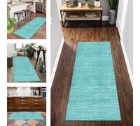 Tappeto Passatoia Cucina Antiscivolo Lavabile Lungo Tappeti Runner ingresso interno Camera dei Bambini 50X250CM Moderno Antimacchia Tappeto Corridoio Ciano Astratto Tappetini bagno Entrata Soggiorno