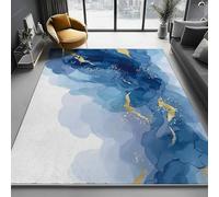 Tappeto Passatoia Lavabile Antiscivolo Blu, Pelo Corto Morbido Stampato Dipinto astratto di nuvole ad acquerello, Tappeto Rettangolare Leggero per Corridoio Ingresso, Camera 80 x 150 cm