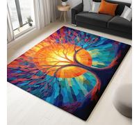 Tappeto Passatoia Lavabile Antiscivolo Colorato, Pelo Corto Morbido Stampato Albero astratto in stile moderno, Tappeto Rettangolare Leggero per Corridoio Ingresso, Camera 60 x 90 cm