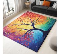 Tappeto Passatoia Lavabile Antiscivolo Dipinto ad olio dell'albero della vita Stampato, Tappetino Pelo Corto Morbido Sottile per Corridoio Cucina Cameretta Camera da Letto,60 x 120 cm, Colorato